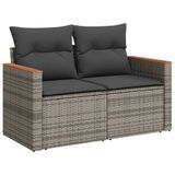 vidaXL 6-delige Loungeset met Kussens, Poly Rattan, Grijs