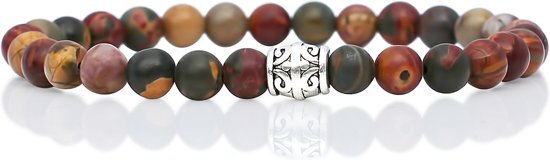 FortunaBeads Basic Red Picture Jasper Armband â€“ Heren â€“ Natuursteen â€“ Medium 18cm