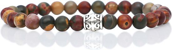 FortunaBeads Basic Red Picture Jasper Armband - Heren - Natuursteen - Medium 18cm