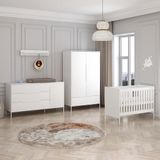 Born Lucky Santiago Babykamer 3 Delig Compleet – Baby bed 60x120 cm – Commode – Kast – Wit