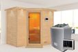 Karibu | Sahib 2 Sauna avec toit ouvrant | Porte en verre bronze | Poêle bio 9 kW commande externe
