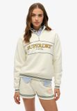 Superdry Country Club sweatshirt met halve rits en losse pasvorm - Dames - Truien - Off White - Maat UK10-EU38