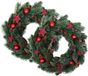 Couronne de Noël - 2x - décorée - D34 x 8 cm - rouge - pommes de pin - plastique