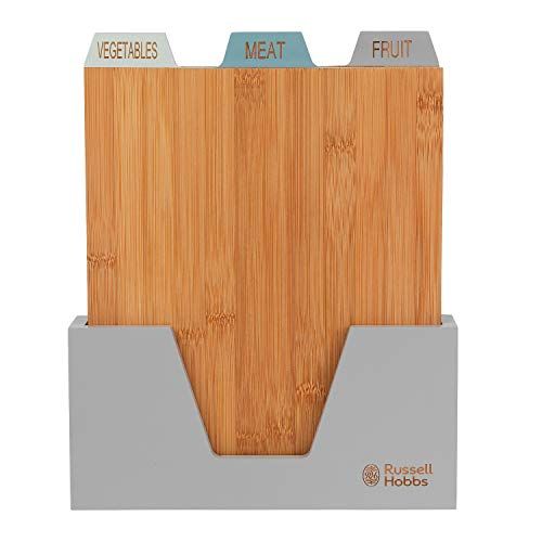 Russell Hobbs RH01366LDLDIR 3-delige bamboe snijplanken met houder | gekleurde velgen