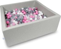 Viking Choice Ballenbak vierkant grijs - 600 ballen - 110 x 110 cm - ballenbad - licht roze 7 cm ballen
