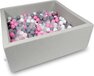 Viking Choice Ballenbak vierkant grijs - 600 ballen - 110 x 110 cm - ballenbad - licht roze 7 cm ballen