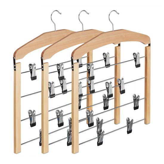 Relaxdays Rokhanger Hout Meervoud - Broekhanger - Kledinghanger - Antislip - Klerenhanger Pak van 3
