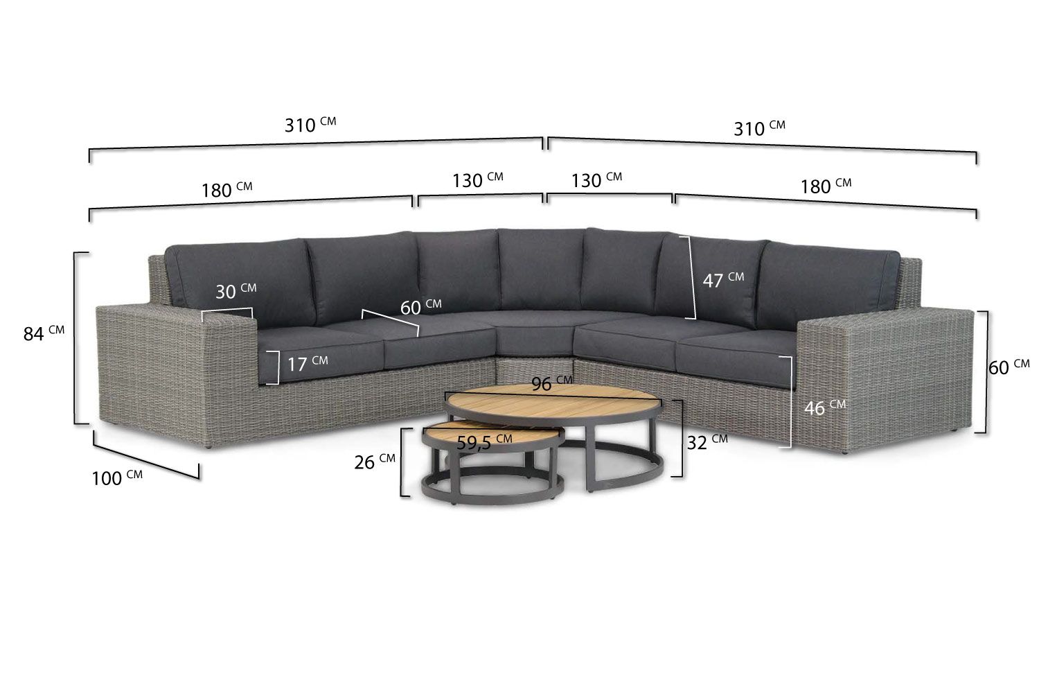 Garden Collections Oxford/Westfield Hoek Loungeset 4-delig - 7434220129167