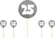 Folat Taart toppers - 5x stuks - zilver - 25 jaar - thema versiering - jubileum/verjaardag