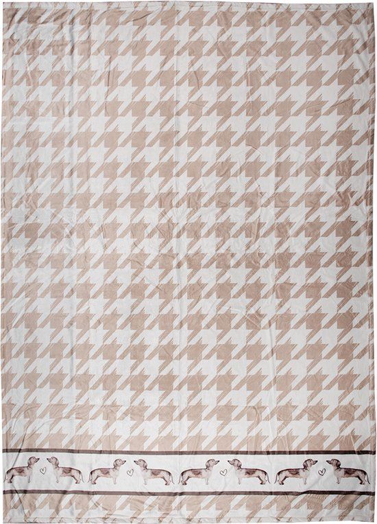 Clayre & Eef Plaid - 130x170 cm - Bruin - Polyester - Teckels - Deken