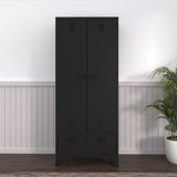 en.casa Metalen kast Hankasalmi met 2 lades 180x90x40 cm zwart