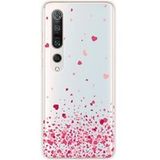 Xiaomi Bedrukt siliconen hoesje compatibel met Xiaomi Mi 10, Xiaomi Mi 10 Pro Confettis de coeurs rose