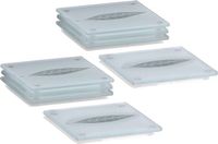 Zeller Glazenonderzetters - 8 stuks - Bladeren print - 10 x 10 cm - Transparant - Glas