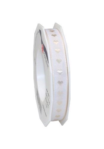Präsent Herzilein Decoratielint wit/créme, 20 m - 15 mm breed