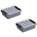 Sunware Set van 3x stuks q-line opberg box/opbergdoos - 1 liter - 20 x 15 x 6 cm - kunststof - opslagbox - grijs