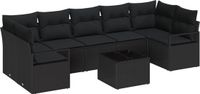 vidaXL Banc de jardin noir poly rotin 8 pièces