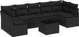 vidaXL Banc de jardin noir poly rotin 8 pièces
