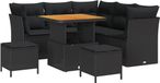 vidaXL Tuinbank Set Zwart Poly Rattan