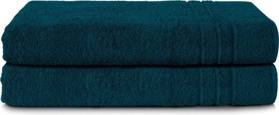Komfortec Set of 2 Towels 80x200 cm - 100% Cotton - XXL Sauna Towels - Bath Towel - Beach Towel - Soft - High Absorption - Quick Drying - Petrol Blue
