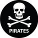 Bellatio Decorations Piraten thema deur / muur sticker - zwart - Dia 15 cm - rond - Feestartikelen - versieringen - Jolly Roger vlag