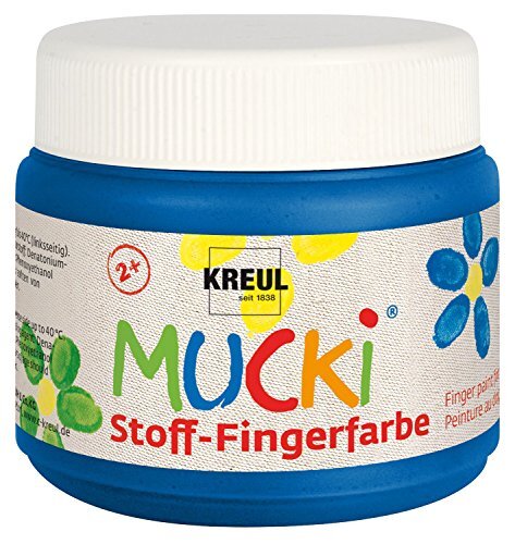 Kreul 28104 - Mucki heldere stof - vingerverf, 150 ml in blauw, op waterbasis, parabenvrij, glutenvrij, lactosevrij en veganistisch, optimaal voor gebruik met vingers en handen