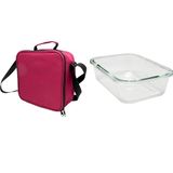 Nerthus FIH 1501 zwarte thermische lunchtas met glazen vershouddoos 1 l isolerende tas met handvat ideaal voor werk kantoor