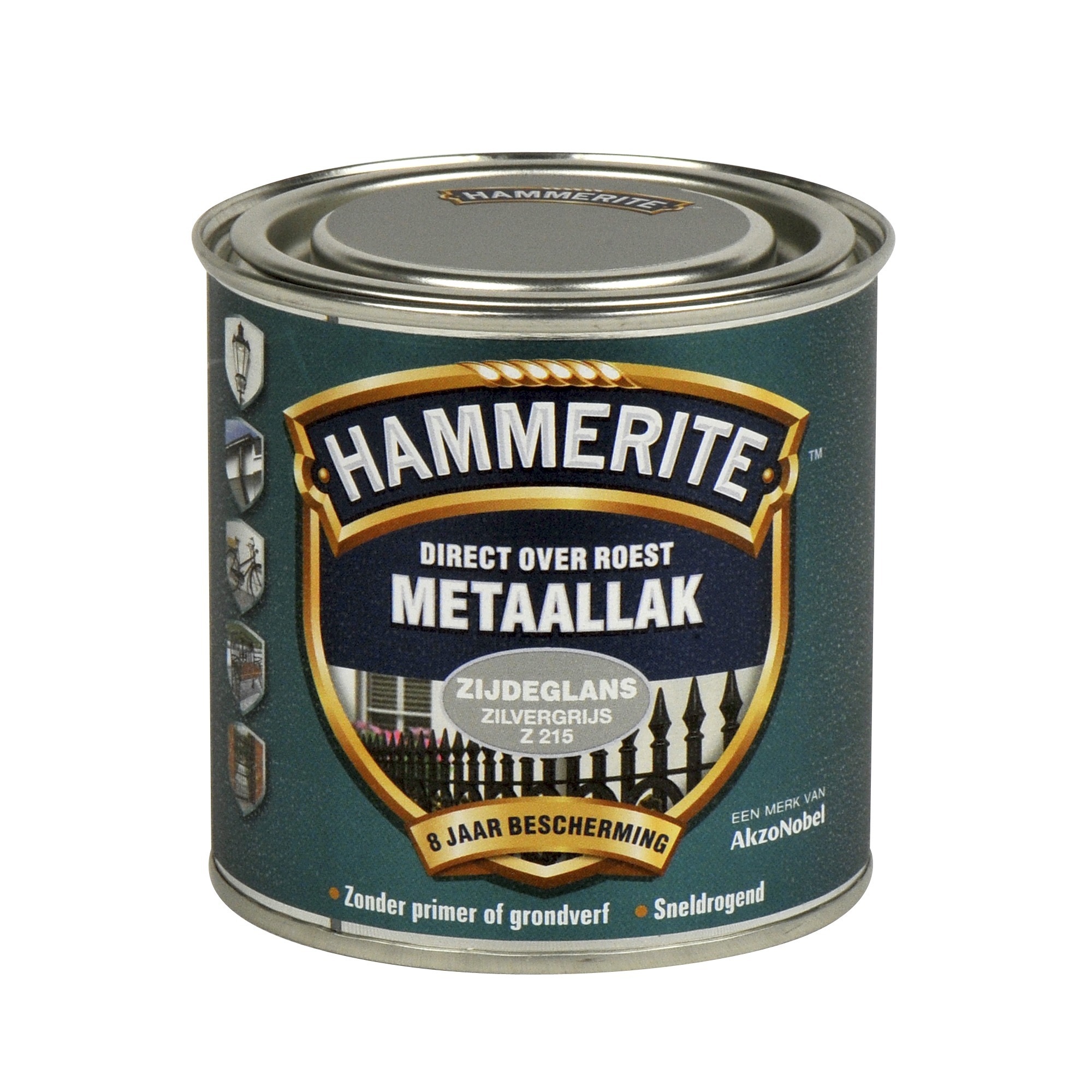 Hammerite direct over roest metaallak zijdeglans zilvergrijs - 250 ml