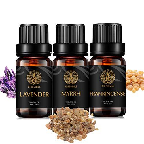 Aphrosmile 100% pure wierook etherische olie set voor diffuser, 3 x 10 ml therapeutische kwaliteit Myrrhe etherische olie kit voor massage, aromatherapie lavendel etherische oliën set voor het maken van kaarsen