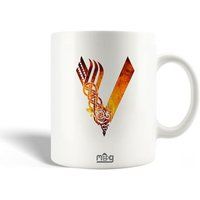 Keramieken mok maniacase, Vikings Serie Seizoen 6 logo V Zwaard van Vuur