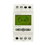 4GREEN TD Digitale tijdschakelaar voor DIN-rails, 10 W, 2 modules, virtuele weektimer met lcd-display met achtergrondverlichting, relais 16 A, automatische omschakeling van de zomertijd, wit