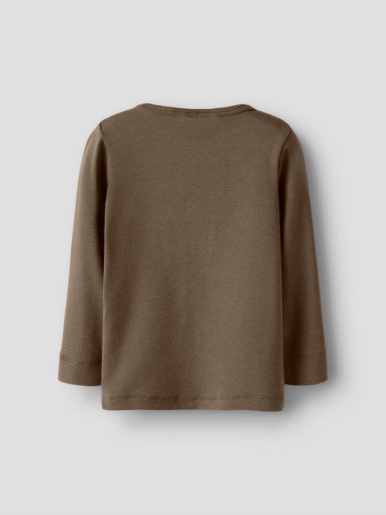LIL' ATELIER NAME IT - NMNGAYO LS SLIM TOP LIL NOOS - Unisex - Blouses - Katoen/Lyocell/Elastaan - Lange mouw - Kort - Slim Fit - Shitake - Maat 110