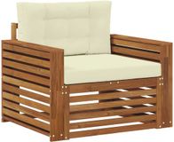 vidaXL Buitensofa Massief Acacia Hout en Polyester Natuurlijk en Crème
