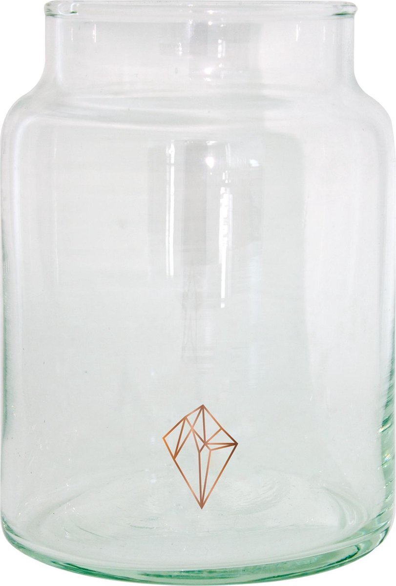 TAK Design Vaas Diamonds M - Handgemaakt - Glas - Ø10 x 14 cm - Koper