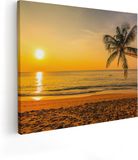 Artaza Canvas Schilderij Tropisch Strand Zonsondergang - 50x40cm