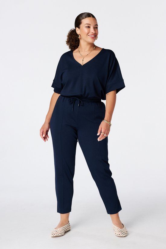 MS Mode Broek met strikkoord Navy blauw