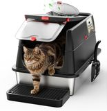 Merkloos Kattenbak Roestvrij staal Met deksel Zwart