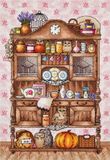 Panna Kruissteek Borduurpakket KITCHEN CABINET WITH OWLS - 1864