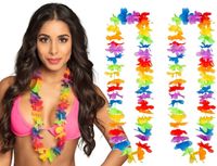 Hawaii Krans/bloemenslinger gekleurd voordelig - 2x - Tropische verkleed feestartikelen