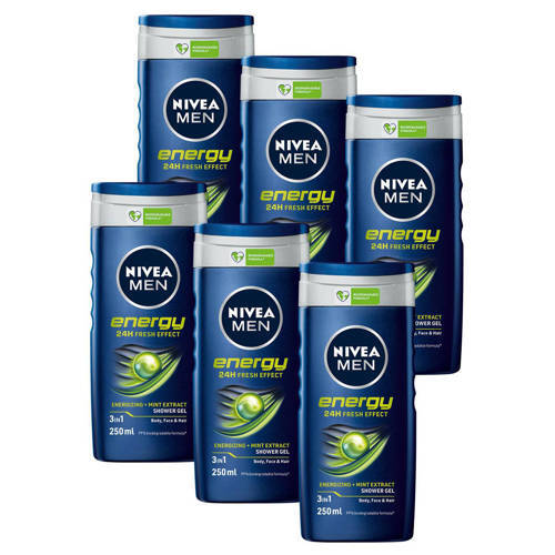 NIVEA NIVEA MEN Energy douchegel - 6 x 250 ml - voordeelverpakking