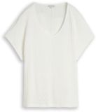 Tom Tailor - T-shirt coupe ample en mélange de matières - Taille L - Whisper White