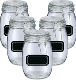 Zeller Weckpotten/inmaakpotten - 10x - 1L - glas - met beugelsluiting - incl. etiketten