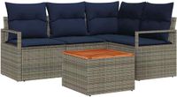 vidaXL Tuinbankenset 5-delig Grijs Polyrattan