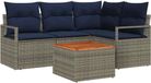 vidaXL Tuinbankenset 5-delig Grijs Polyrattan