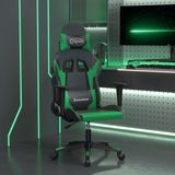 vidaXL Gamingstoel met massagefunctie, zwart en groen, kunstleer