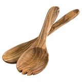 APS Saladebestek "Olive", bestaande uit twee lepels, gemaakt van duurzaam olijfhout, houten lepel, serveerlepel, elk 26,5 x 9,5 cm