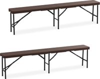 Merkloos Relaxdays Bierbank set van 2 - Inklapbaar - Campingbank - 180 cm - Bruin