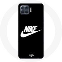 Maniacase Hoesje voor Oppo A93 5G Nike Logo wit zwarte achtergrond