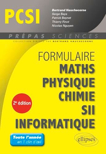 Formulaire PCSI mathématiques physique chimie SII informatique