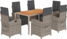 vidaXL Ensemble de jardin 7 pièces avec coussins, polyrotin, gris