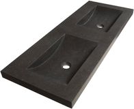 Brauer Magma Wastafel - 120 cm - Dubbele wastafel - Natuursteen Basalt Antraciet